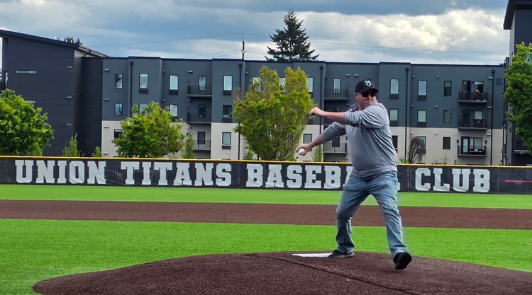 Jesse Tingley, a decorated U.S. Marine veteran, threw out a first pitch Thursday at Union High School’s Honor Game, recognizing military, veterans, and first responders.