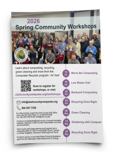 Clark County's free workshops teach residents worm composting, green cleaning, and smart recycling through April and May.