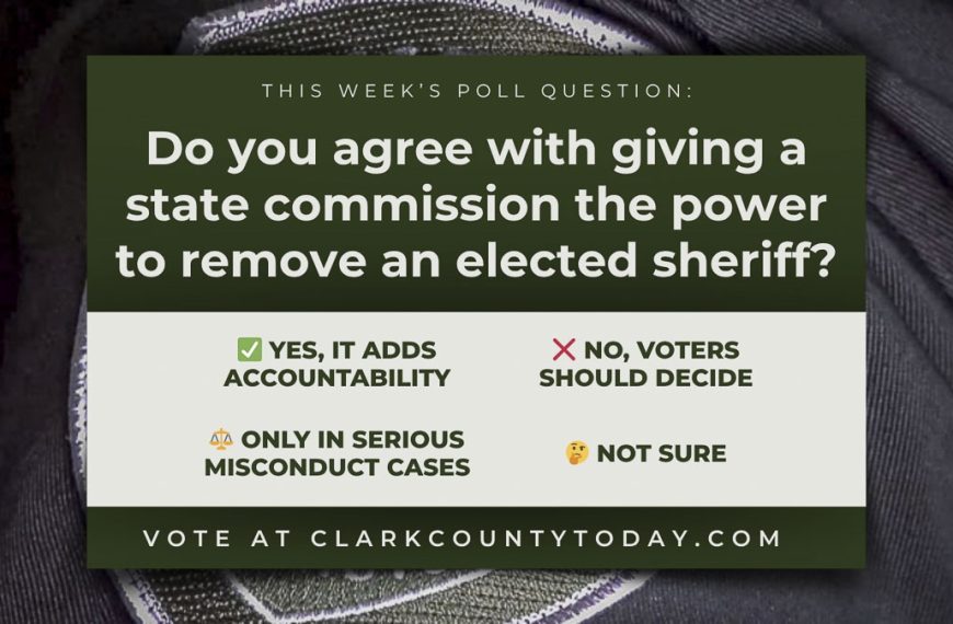 A new poll asks if a state commission—not voters—should have the power to remove an elected sheriff, following concerns raised by Clark County Sheriff John Horch.