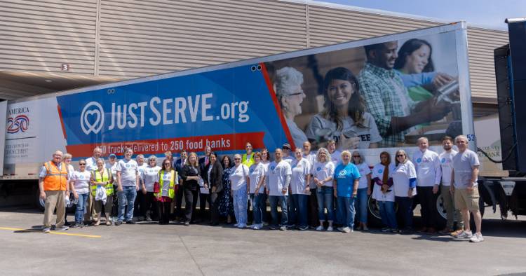 A truck with 40,000 of food was delivered to the Clark County Food Bank on Thursday, part of the JustServe project.