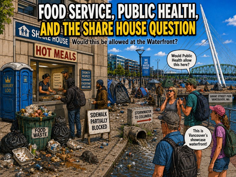 Peter Bracchi asks why Share House's 96,987 annual meals face less public-health scrutiny than a waterfront restaurant.