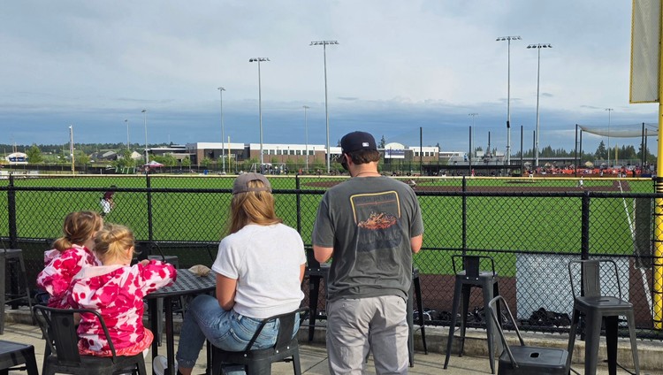 The view from one of the dining areas at the Ridgefield Outdoor Recreation Complex, this one beyond left field.