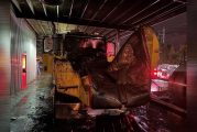 Commercial vehicle fire contained by sprinkler system and Vancouver Fire crews