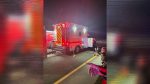 Emergency crews respond to rollover crash with chemical spill requiring shelter-in-place advisory for nearby residents.
