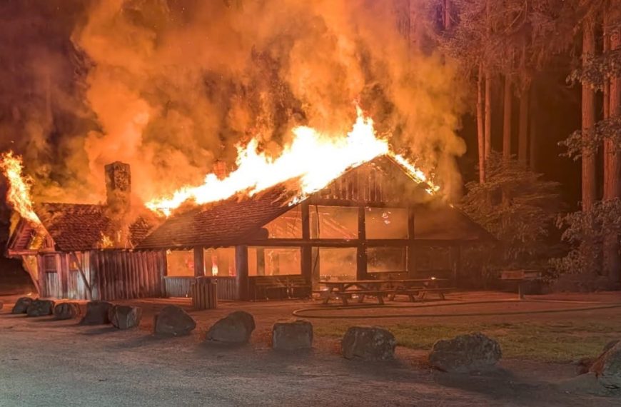 The Grand Shelter at Lewisville Regional Park was destroyed in a suspicious early-morning fire; the park remains closed.