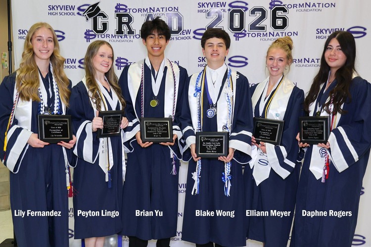 On June 4, at the Skyview High School Senior Awards Ceremony, the Storm Nation Foundation awarded scholarships totaling $18,000 to six seniors in support of their post-secondary education.