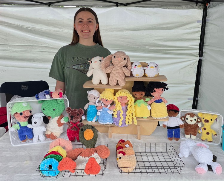 Kadence Bratton of Vancouver turned a hobby into a small business, and she was selling her crotchet plushies at the Junior Market at Esther Short Park in Vancouver on Saturday.