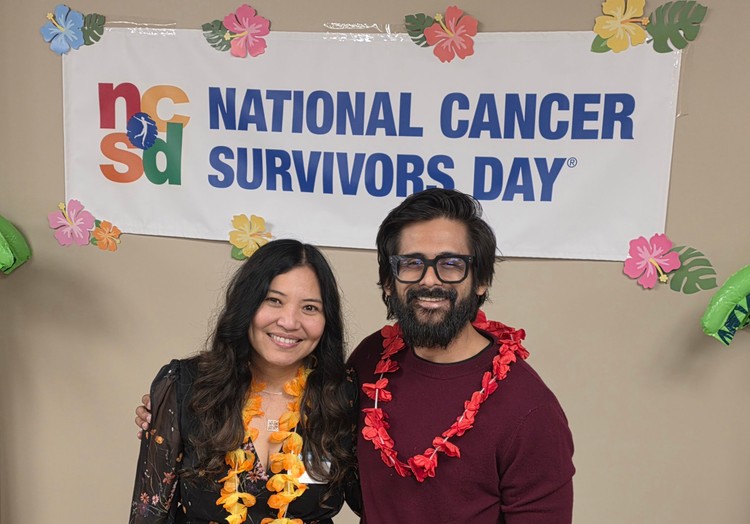 Myronie McKee, left, celebrates National Cancer Survivors Day with Dr. Shushan Rana during Sunday’s celebration at PeaceHealth Southwest Washington Medical Center. Photo by Paul Valencia
