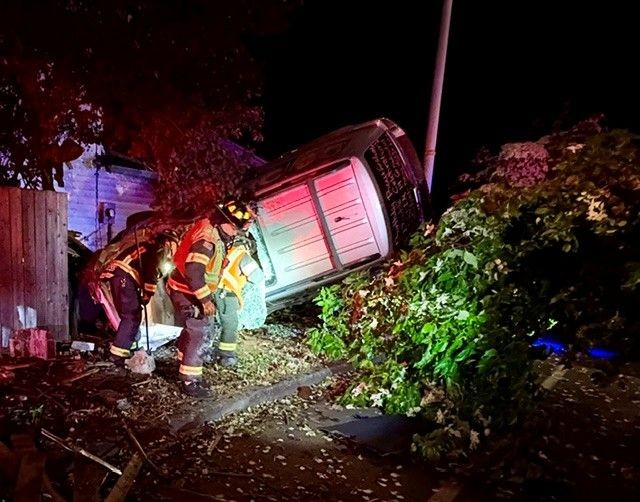 A single occupant was ejected during a rollover near SE 20th Street, triggering a natural gas leak controlled by Vancouver Fire.