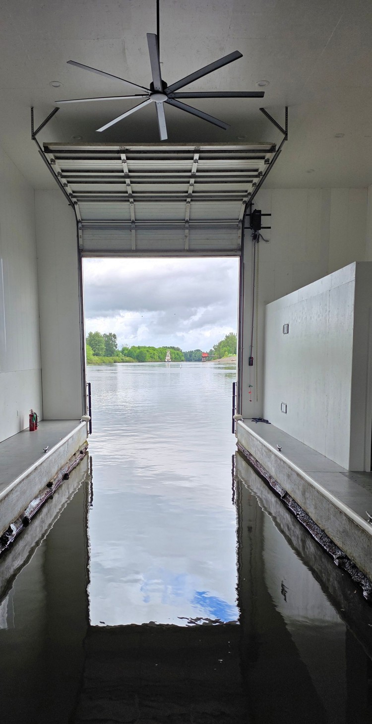 The Clark-Cowlitz Fire Rescue Boat will be back inside its boathouse soon. Photo by Paul Valencia