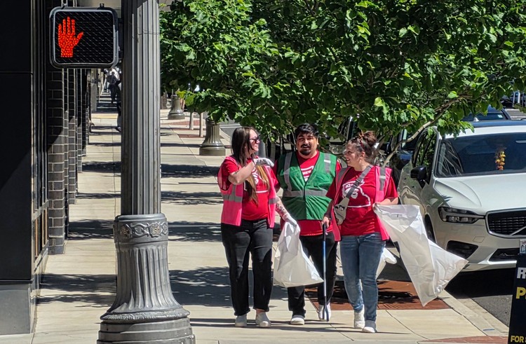 Volunteers could be seen all over downtown Vancouver on Friday, picking up trash.