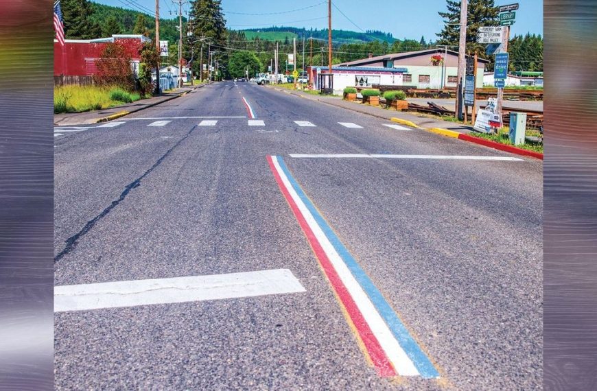 An anonymous complainant says no permits or waivers for Yacolt's red, white and blue centerline striping exist at any government level.