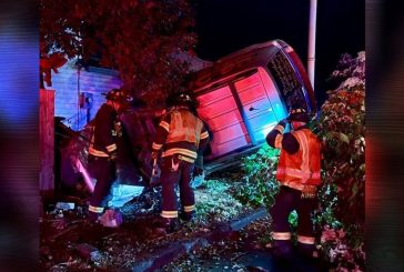 Single-vehicle rollover crash results in injury and natural gas leak