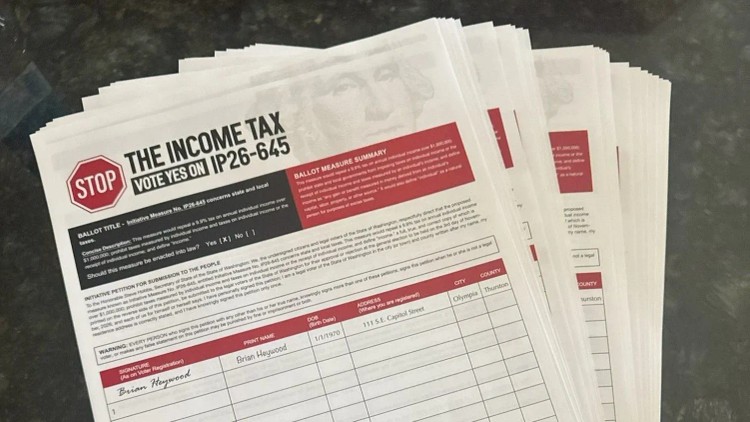 Petitions for an initiative aimed at repealing Washington state's new income tax measure.