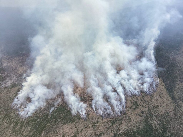 The Ptarmigan Fire burning in Washington’s Pasayten Wilderness, as seen in this aerial photo taken by smokejumpers July 20, has crossed the Canadian border and burned at least 18,000 acres so far. State leaders in Oregon and Washington have called for reinforcements and expect a grueling August.