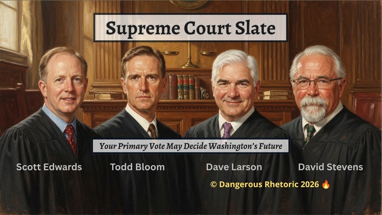 Nancy Churchill profiles four Republican-backed candidates for Washington Supreme Court seats ahead of the August 4 primary.