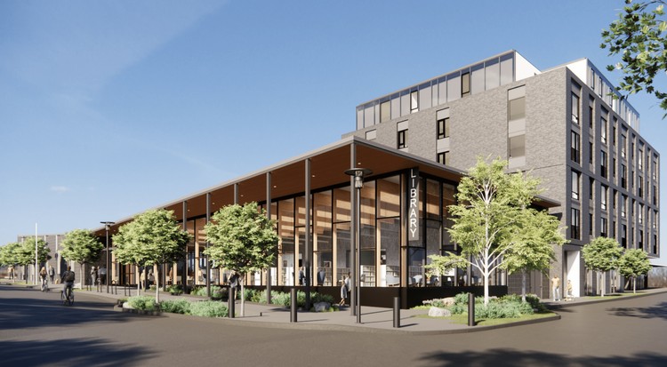Exterior render of new Washougal Community Library provided by Hacker Architects. Rendering courtesy FVRLibraries