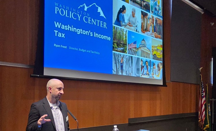Ryan Frost, director of budget and tax policy for the Washington Policy Center, was in Vancouver on Wednesday to give a presentation on the state’s new income tax, looking to persuade voters to fight against the tax