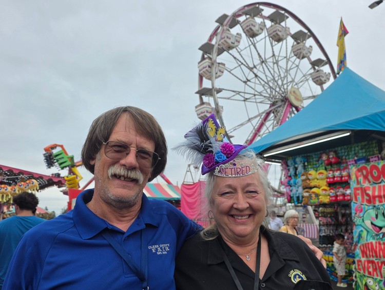 Scott and Marilyn “Hat Lady” Holden said goodbye to their work family Saturday at the Clark County Fair. Both have worked at the fairgrounds for more than 20 years, and this was their final fair was employees