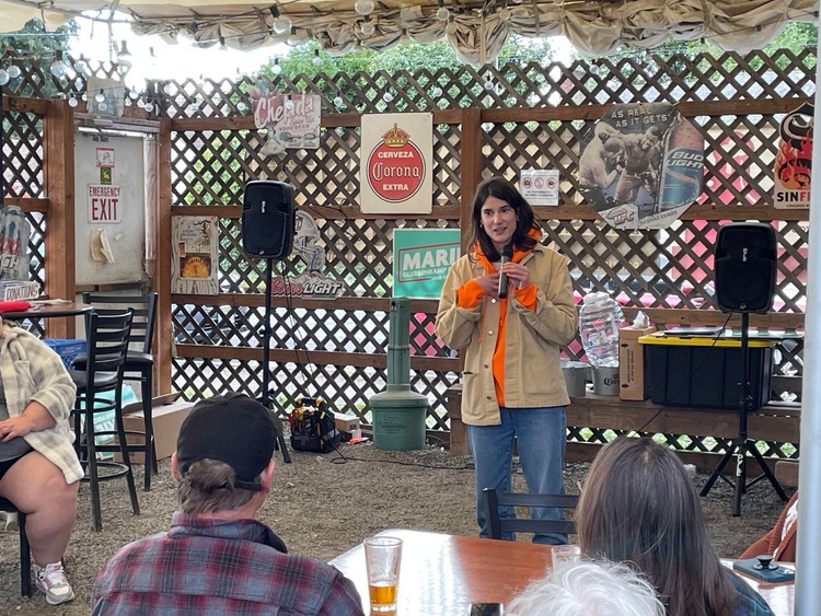 emocratic U.S. Rep. Marie Gluesenkamp Perez speaks to supporters in 2024 in Woodland.
