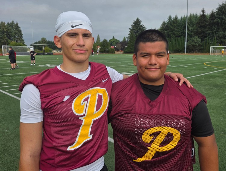 Daniel Carbajal-Vargas, left, and Alvaro Sanchez, two senior leaders with the Prairie Falcons, are excited for the next era of Prairie football with their new head coach